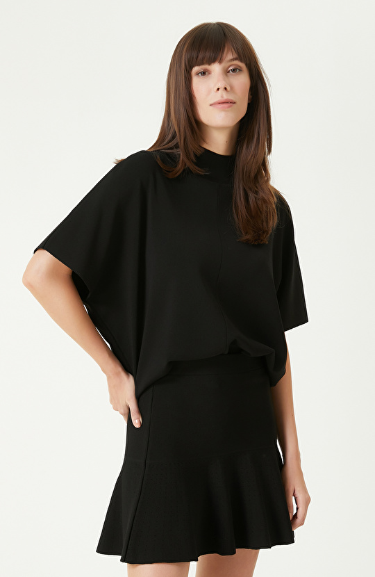 Siyah Rahat Kalıp Basıc Triko Kazak