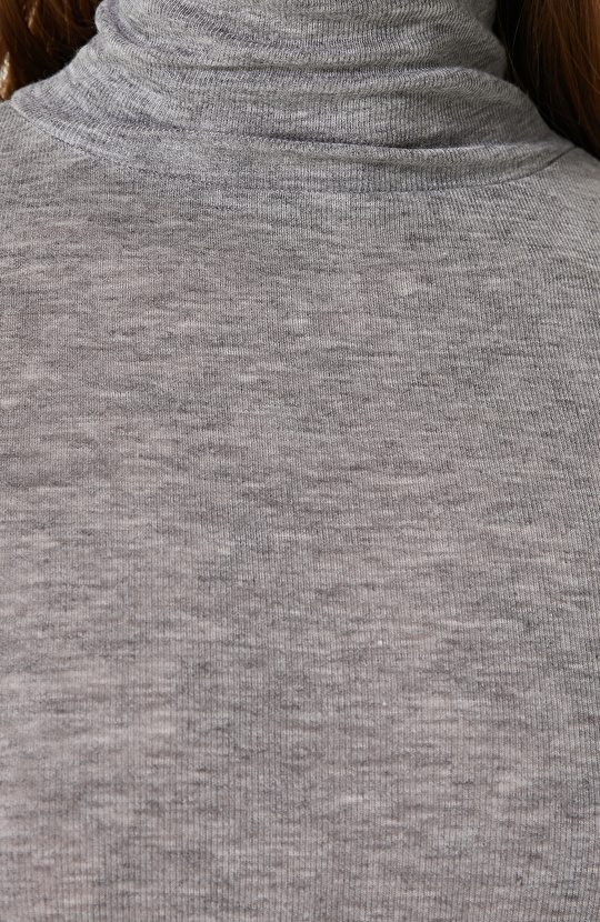 Gri Melanj Yün Karışımlı Triko Kazak