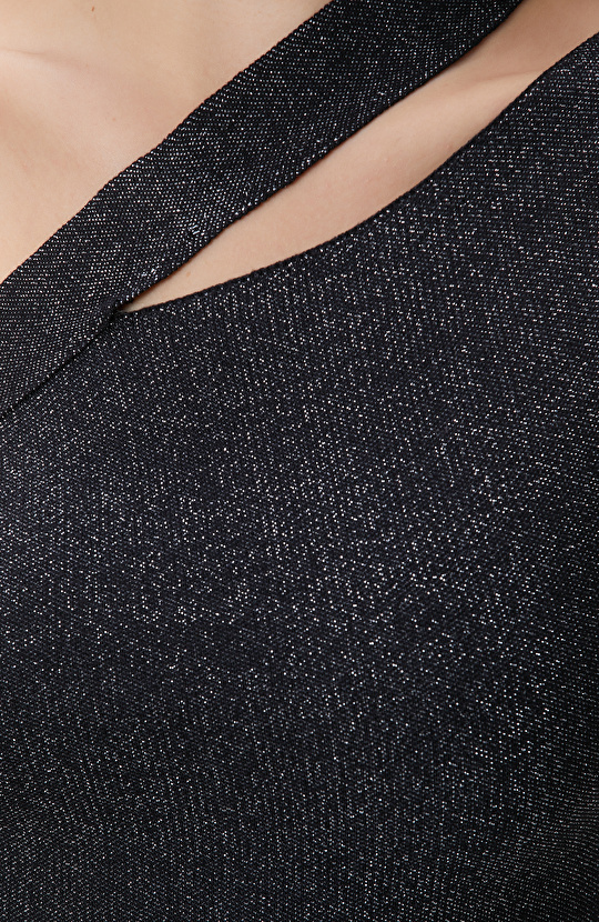 Siyah Bodysuit Form Simli Triko