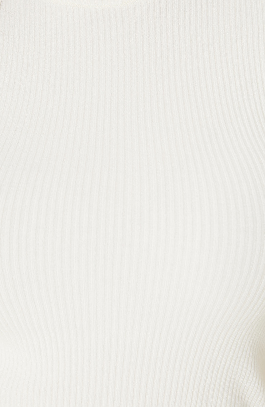 Kırık Beyaz Kısa Kol Basıc Triko Kazak