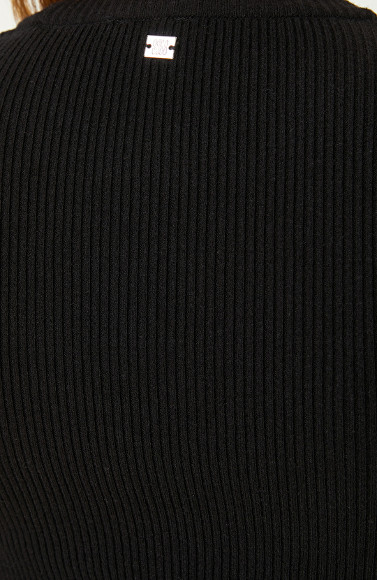 Black Short Sleeve Basic Knitted Sweater