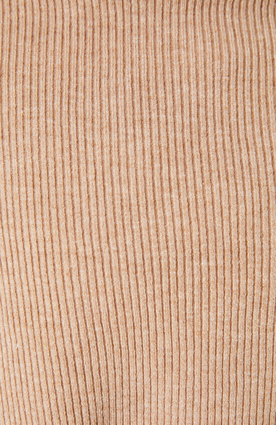 Bej Melanj Kısa Kol Basıc Triko Kazak