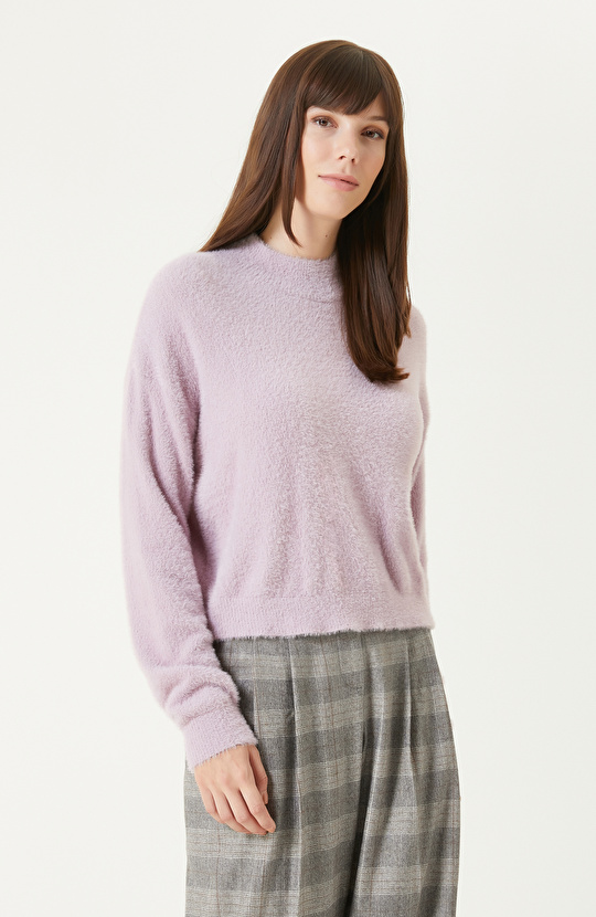 Lila Yumuşak Dokulu Basıc Triko Kazak Lila Yumuşak Dokulu Basıc Triko Kazak