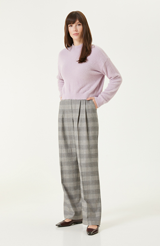 Lila Yumuşak Dokulu Basıc Triko Kazak