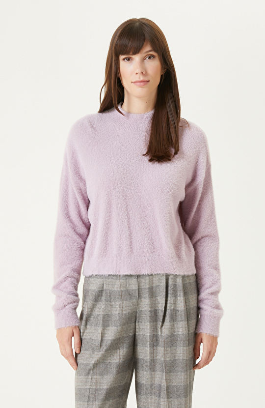 Lila Yumuşak Dokulu Basıc Triko Kazak