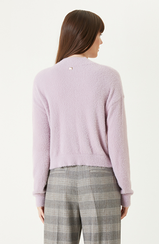 Lila Yumuşak Dokulu Basıc Triko Kazak