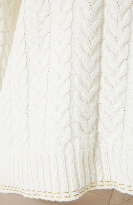 Kırık Beyaz Limited Yün Kaşmir Karışımlı Triko Kazak