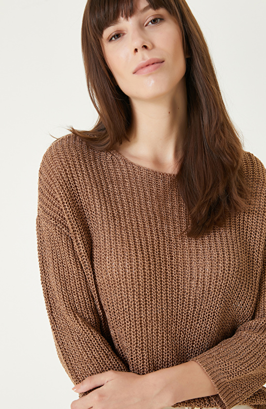 Açık Kahverengi Truvakar Kol Triko Kazak