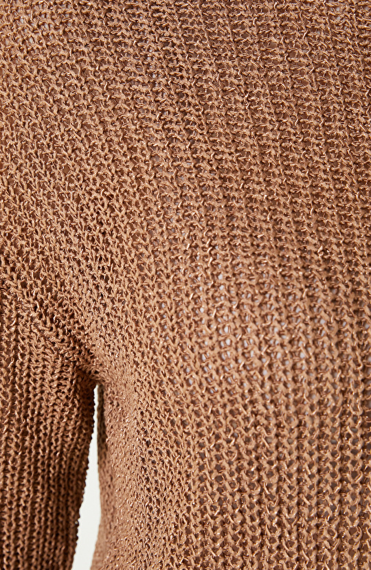 Açık Kahverengi Truvakar Kol Triko Kazak