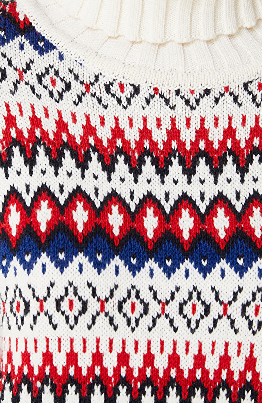 Renkli Yün Karışımlı Desenli Triko Kazak