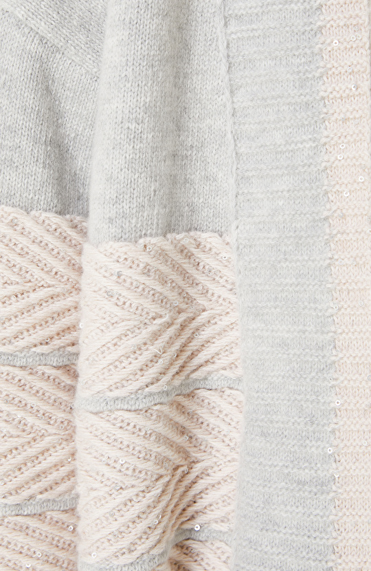 Gri Melanj Yün Karışımlı Uzun Hırka