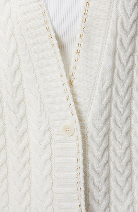 Kırık Beyaz Limited Yün Kaşmir Karışımlı Hırka