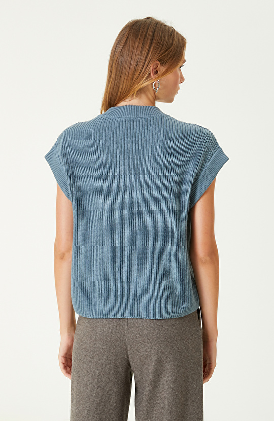 Açık Petrol V Yaka Süveter