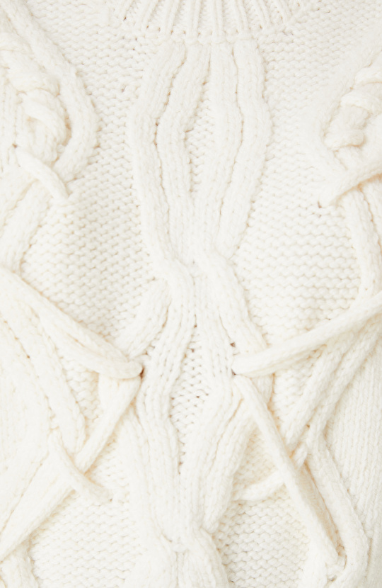 Kırık Beyaz Saç Örgülü Süveter