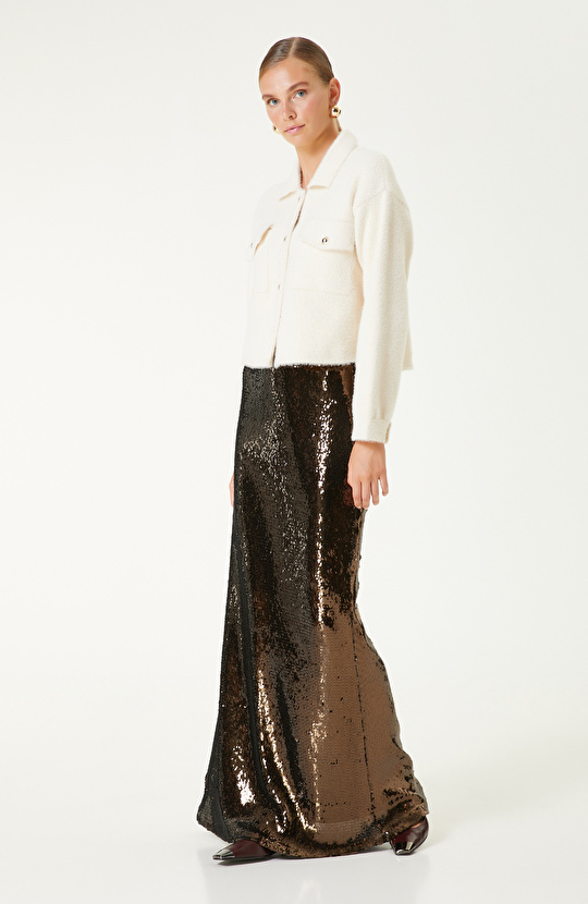 Kırık Beyaz Yumuşak Dokulu Triko Ceket