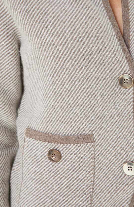 Vizonmelanj Yün Karışımlı Triko Ceket