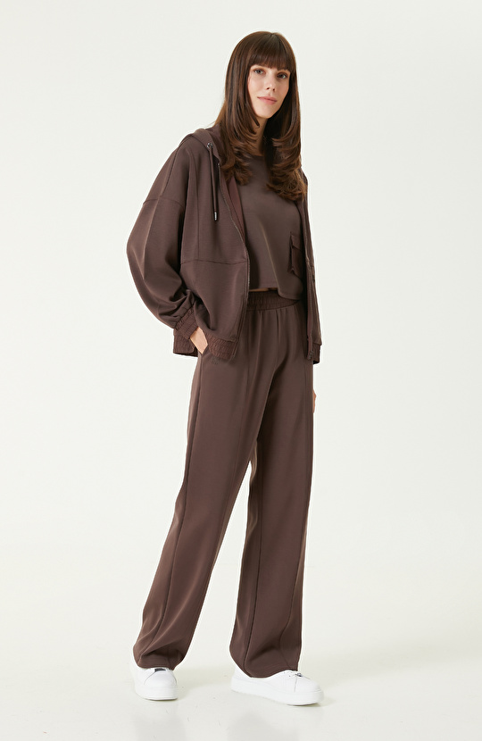 Kahverengi Modal Karışımlı Crop Tshırt