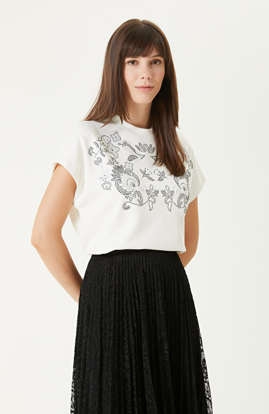 Beyaz Taş Baskılı Tshırt