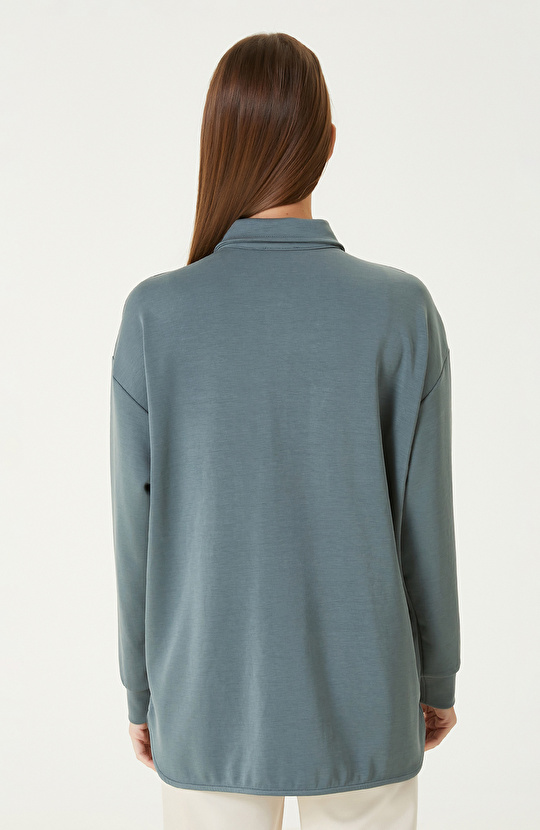 Petrol Yeşili Modal Karışımlı Sweatshırt