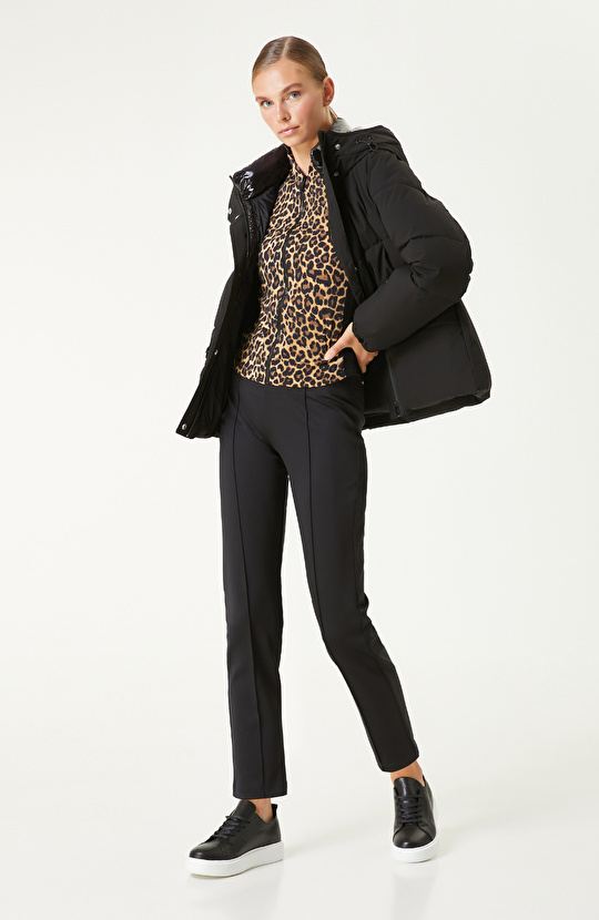 Camel Siyah N-Tech Leopar Detaylı SweaTshirt