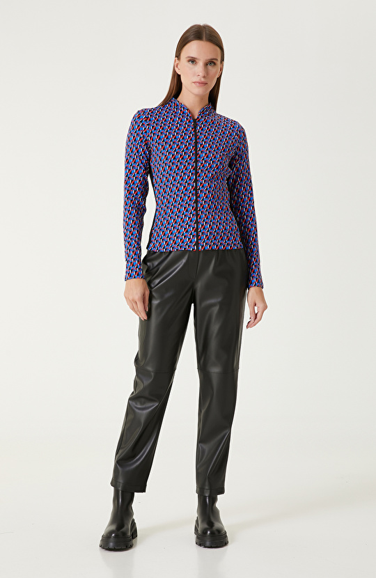 Mavi Kırmızı Beyaz N-Tech Desenli SweaTshirt