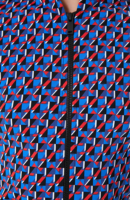 Mavi Kırmızı Beyaz N-Tech Desenli SweaTshirt