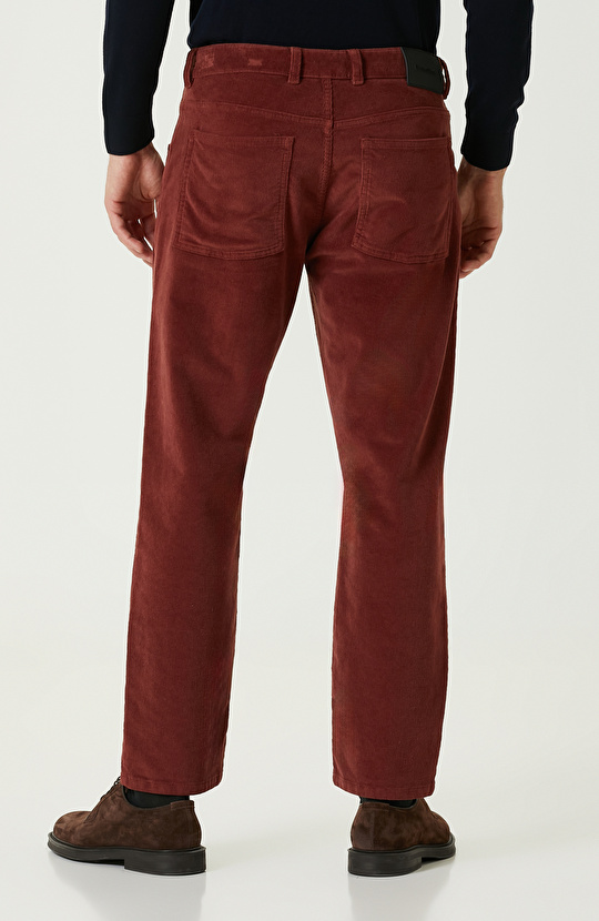 Kiremit Fitilli Kadife Casual Pantolon