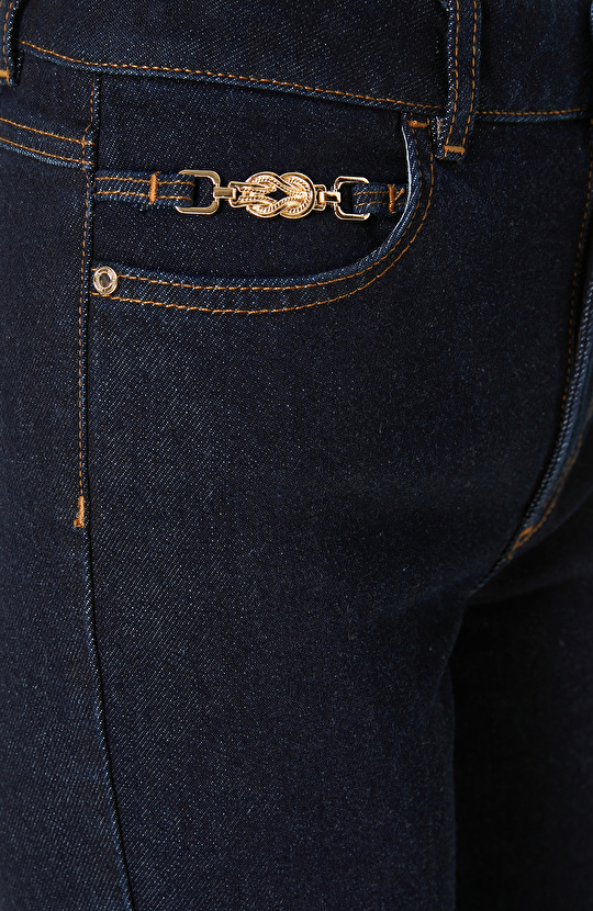 Koyu Indigo Mavi Denim Pantolon