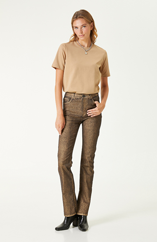 Gold   Baskılı Bootcut Denim Pantolon