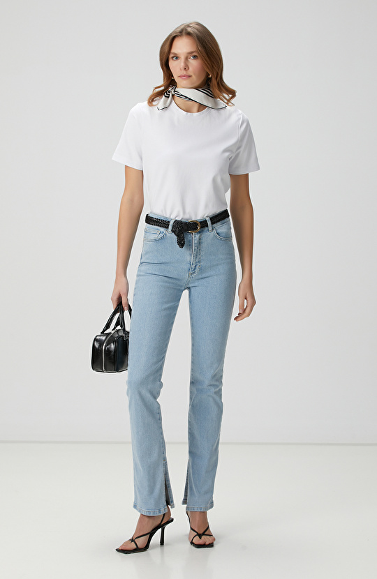 Açık Indigo Mavi Denim Pantolon