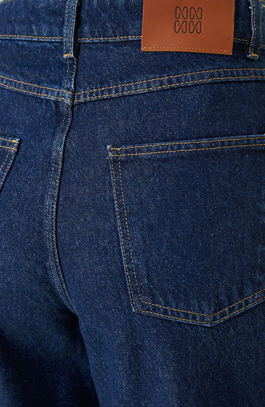 İndigo Geniş Paça Denim Pantolon