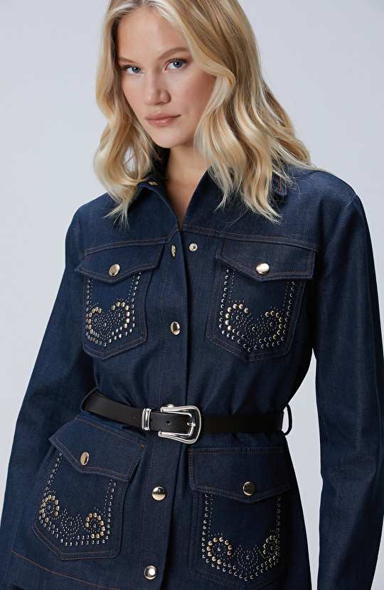 Koyu Indigo Mavi Denim Ceket