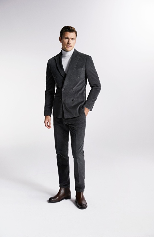 Antrasit Limited Fitilli Kadife Pantolon