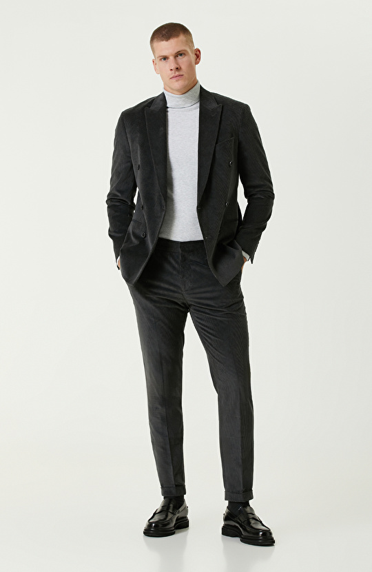 Antrasit Limited Fitilli Kadife Pantolon