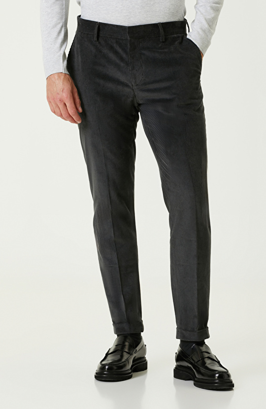 Antrasit Limited Fitilli Kadife Pantolon