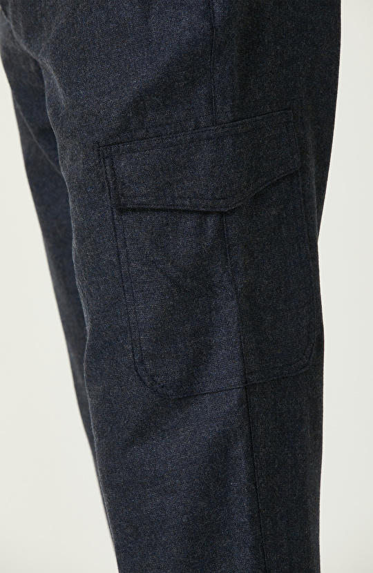 İndigo Yün Karışımlı Pantolon