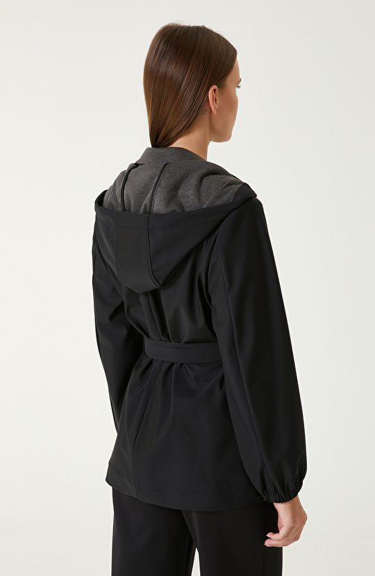 Siyah N-Tech Kemerli Ceket