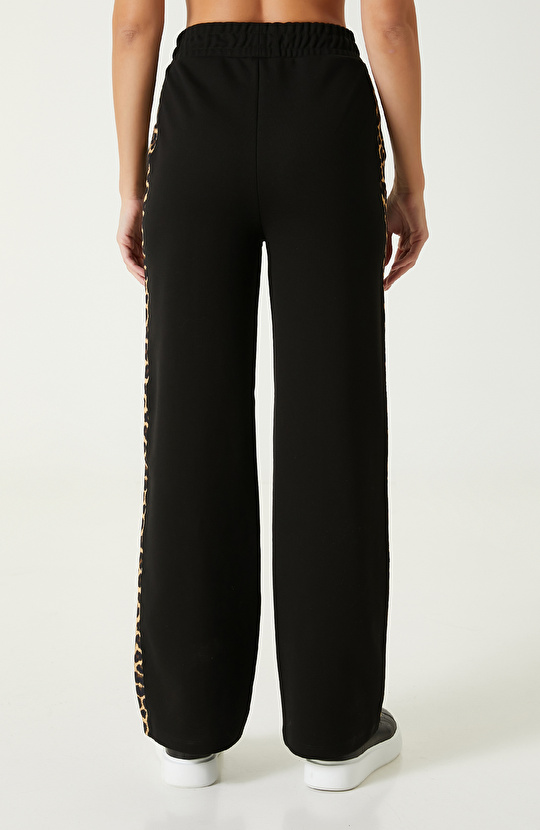 Siyah N-Tech Leopar Detaylı Eşofman Altı