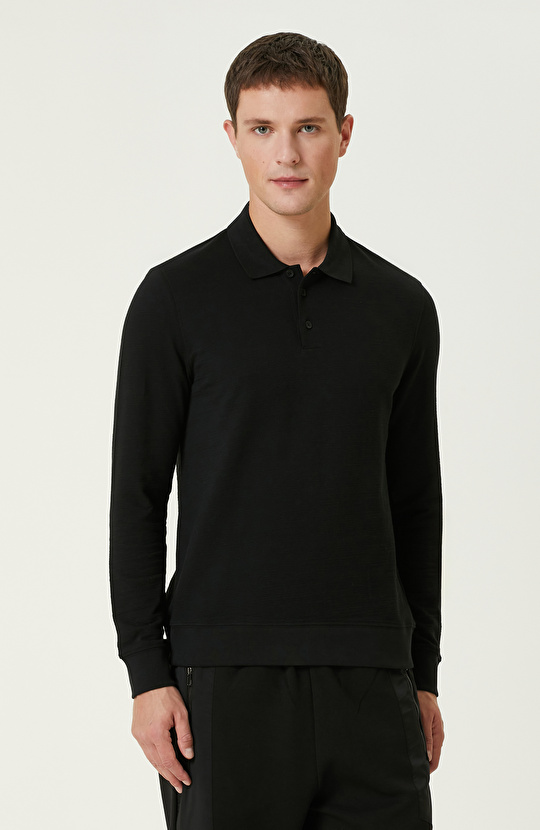 Siyah Polo Yaka SweaTshirt