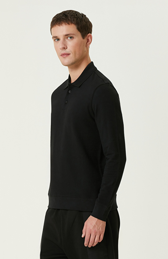 Siyah Polo Yaka SweaTshirt