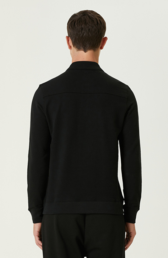 Siyah Polo Yaka SweaTshirt