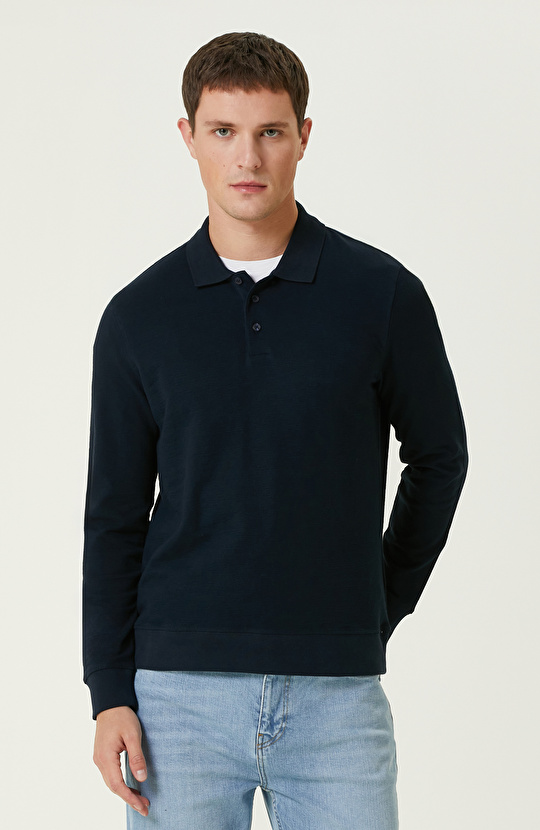 Lacivert Polo Yaka SweaTshirt Lacivert Polo Yaka SweaTshirt