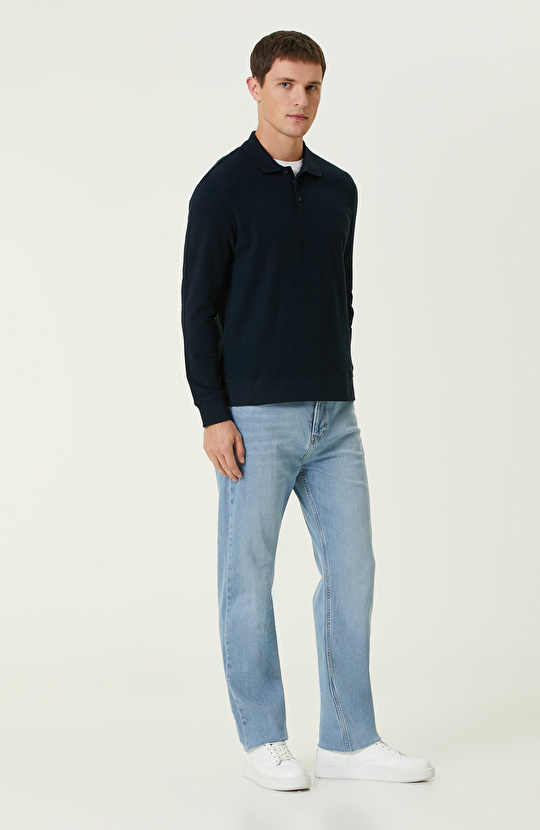 Lacivert Polo Yaka SweaTshirt