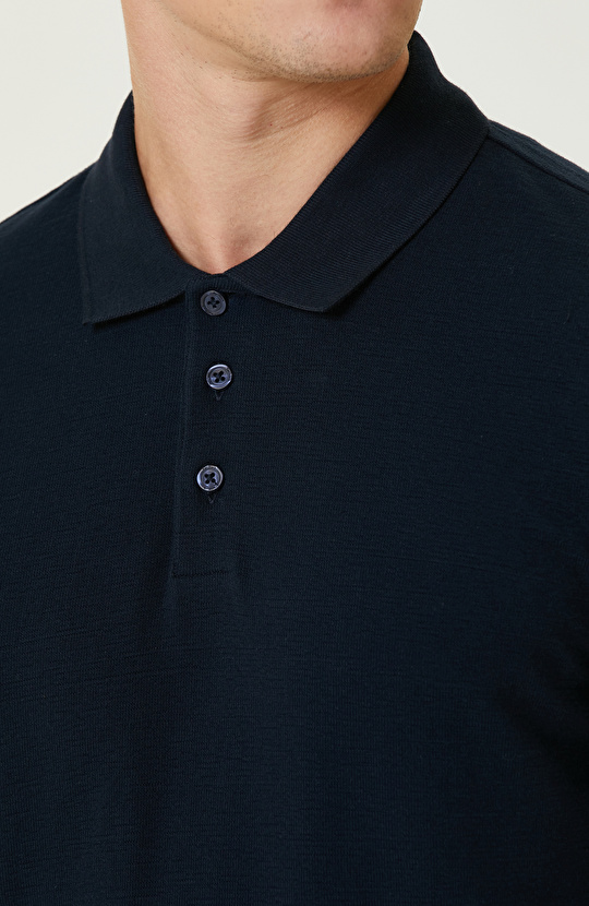 Lacivert Polo Yaka SweaTshirt