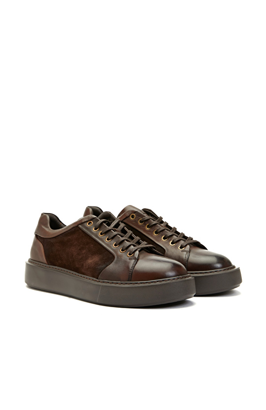 Kahverengi Erkek Deri Sneaker