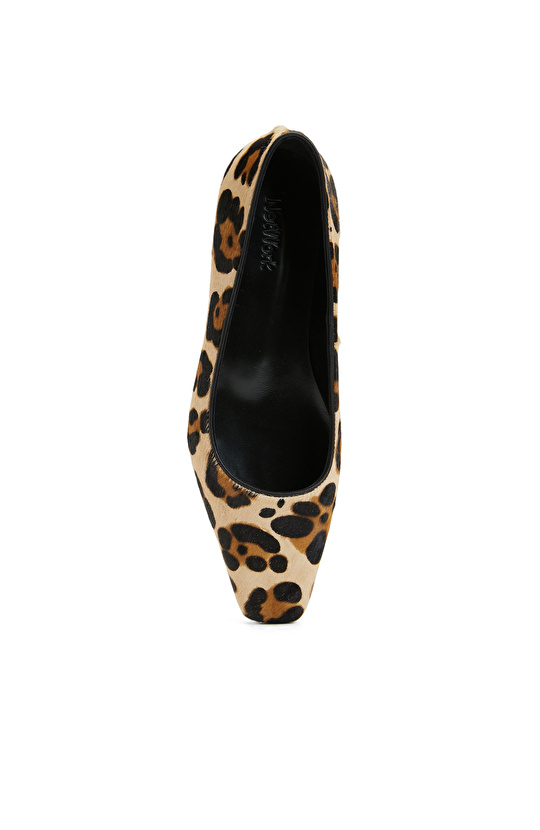 Bej Leopar Desenli Kadın Deri Babet