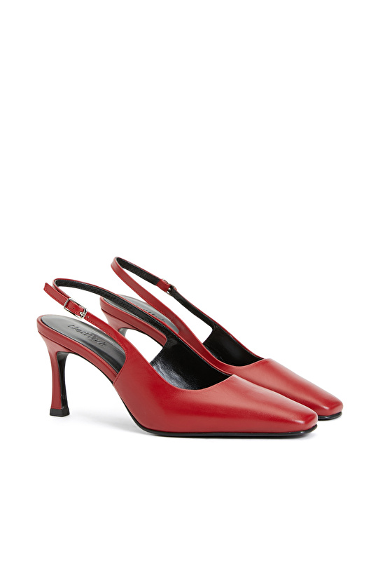 Kırmızı Kadın Deri Stiletto