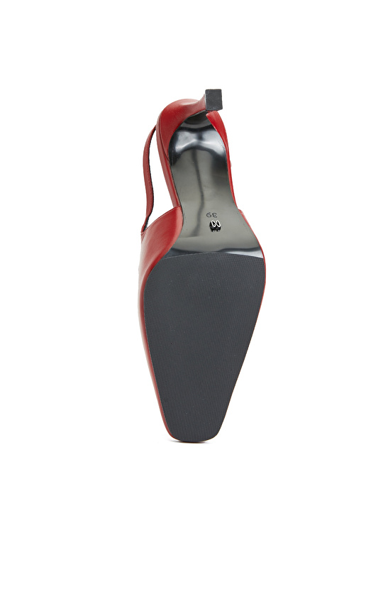 Kırmızı Kadın Deri Stiletto