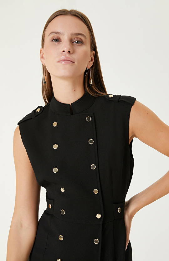 Siyah Yün Midi Elbise