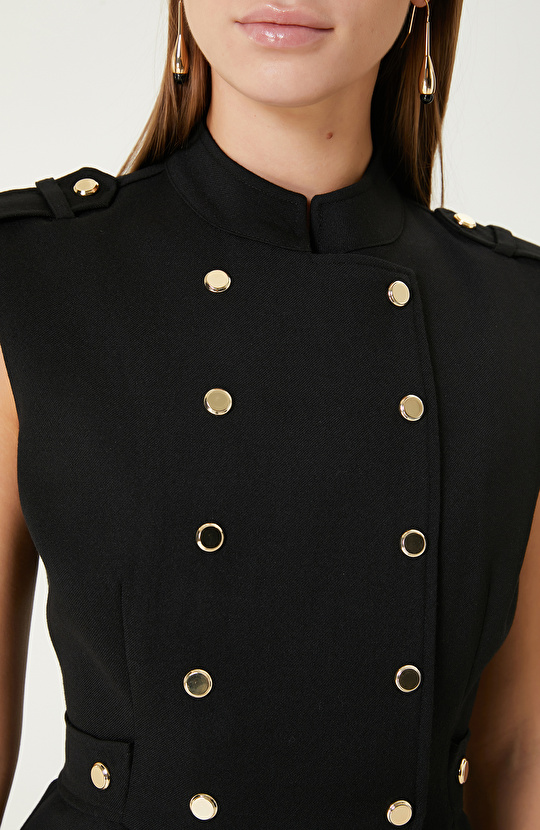 Siyah Yün Midi Elbise